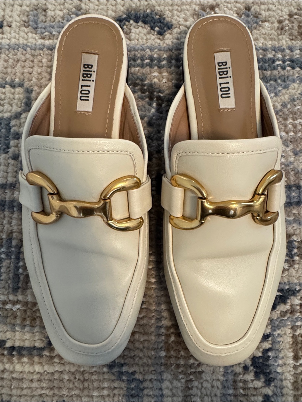 Women’s Cream Slip-On Loafers with Gold Hardware BiBi Lou